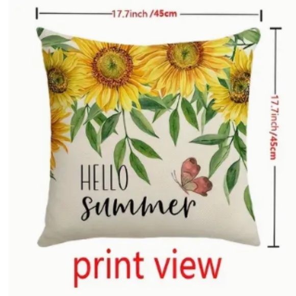 NEW SUNFLOWERS & VINTAGE BICYCLE ALL SEASONS FLORAL LINEN PILLOW COVER 17.7" - Picture 3 of 6